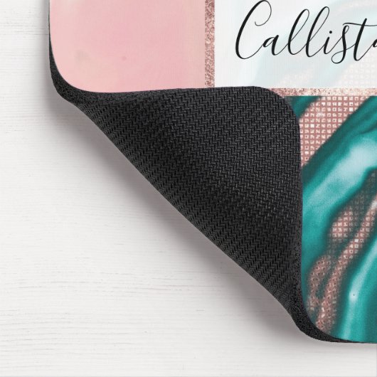 Tapis De Souris Rose Parties scintillant or rose Turquoise marbre (Coin)