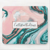 Tapis De Souris Rose Parties scintillant or rose Turquoise marbre  (Devant)