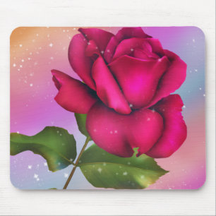 Tapis De Souris Rose pastel arc-en-ciel scintillant rose