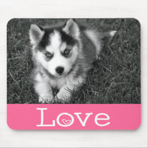 Tapis de souris rose personnalisé Chien Husky Sibé