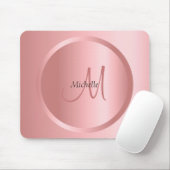 Tapis De Souris Rose personnalisé Monogramme or Modèle élégant (Avec souris)