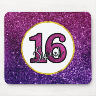 Tapis De Souris Rose & Purple Sweet 16 Parties scintillant étincel