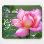 Tapis De Souris Rose Rose Blossom Be Still Psaum 46:10 (Devant)