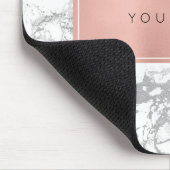 Tapis De Souris Rose Rose Or Métallic Marbre blanc gris (Coin)