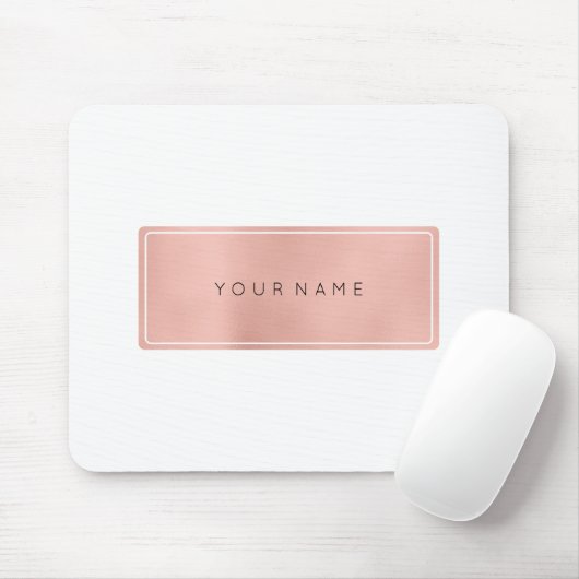 Tapis De Souris Rose Rose Or Métallo Minimal Rectangula Blanche (Avec souris)
