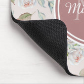 Tapis De Souris Rose rose pâle Motif avec Monogramme et nom (Coin)