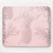 Tapis De Souris Rose Rose Parties scintillant Or Ananas Tropical C (Devant)