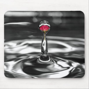 Tapis De Souris Rose rouge dans une gouttelette