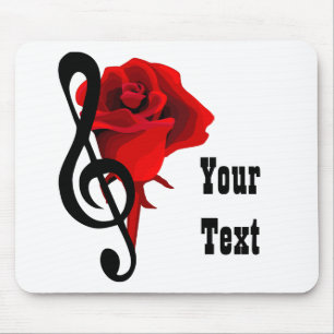 Tapis De Souris Rose rouge et musique d'amour Mousepad