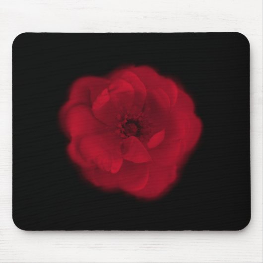 Tapis De Souris Rose rouge. Fond noir (Devant)