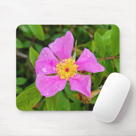 Tapis De Souris Rose sauvage avec Dew Drops Mousepad (Avec souris)
