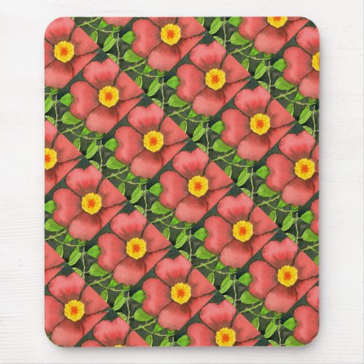 Tapis De Souris rose sauvage Motif carrelé Floral Mousepad (Devant)