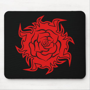 Tapis De Souris Rose tribal en rouge et noir Mousepad