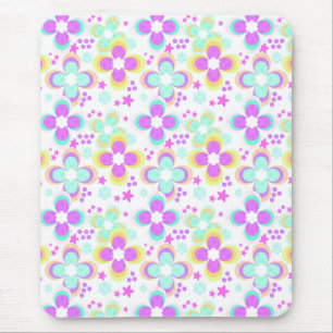 Tapis De Souris Rose, turquoise, floral