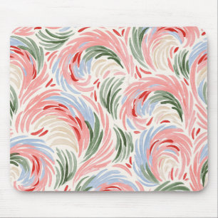 Tapis De Souris Rose Vert Bleu Rouge Crème Abstrait