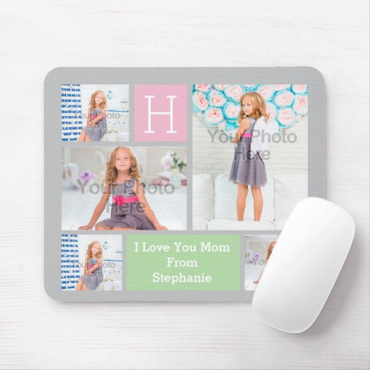 Tapis De Souris Rose/vert/gris faits sur commande de collage de (Avec souris)