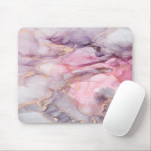 Tapis De Souris rose, violet, marbre doré (Avec souris)