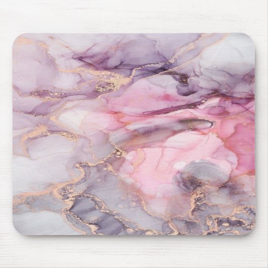 Tapis De Souris rose, violet, marbre doré (Devant)