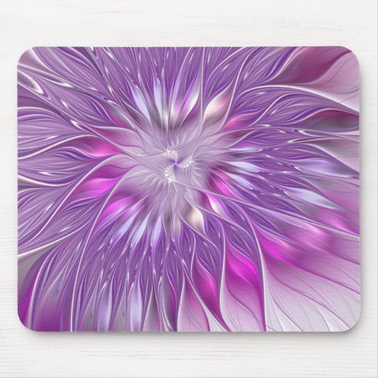Tapis De Souris Rose violet passion Fleur Art Abstrait Fractal (Devant)
