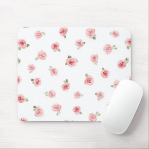 Tapis De Souris Rosebud rose eau-forte rose blanc vintage