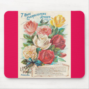 Tapis De Souris Roses Anciens Publicité Rétro