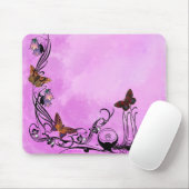 Tapis De Souris Roses avec des papillons (Avec souris)