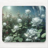 Tapis De Souris Roses Blanches Dans Le Jardin Magique (Devant)