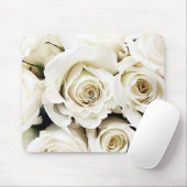 Tapis De Souris Roses blanches Mousepad (Avec souris)