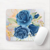 Tapis De Souris Roses Bleues (Avec souris)