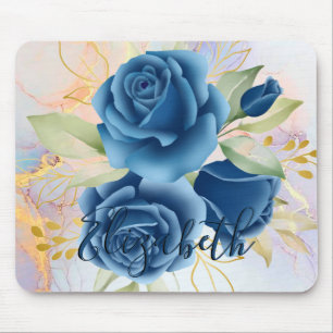 Tapis De Souris Roses Bleues