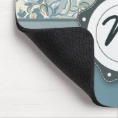 Tapis De Souris Roses bleus et crèmes avec le monogramme (Coin)