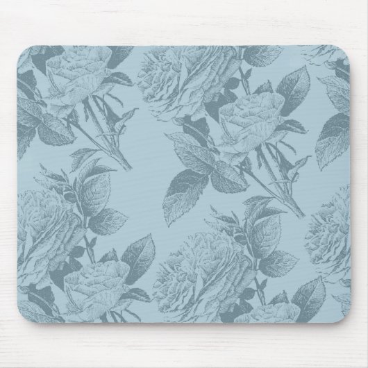 Tapis De Souris Roses bleus vintages (Devant)