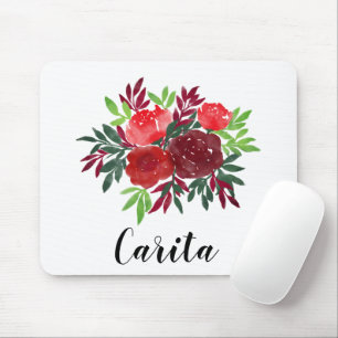 Tapis De Souris Roses d'aquarelle personnalisés Mousepad