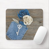 Tapis De Souris Roses Denim à Jean Pocket (Avec souris)