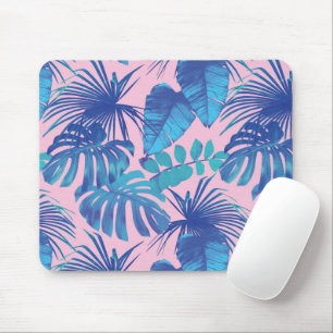 Tapis De Souris Roses et bleu Tropical Foliage personnalisé