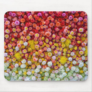 Tapis De Souris Roses et chrysanthèmes colorés Dégradé floral