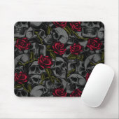 Tapis De Souris Roses et crânes rouges gothiques, Horreur romantiq (Avec souris)