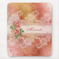 Roses et dentelle personnalisées Mousepad