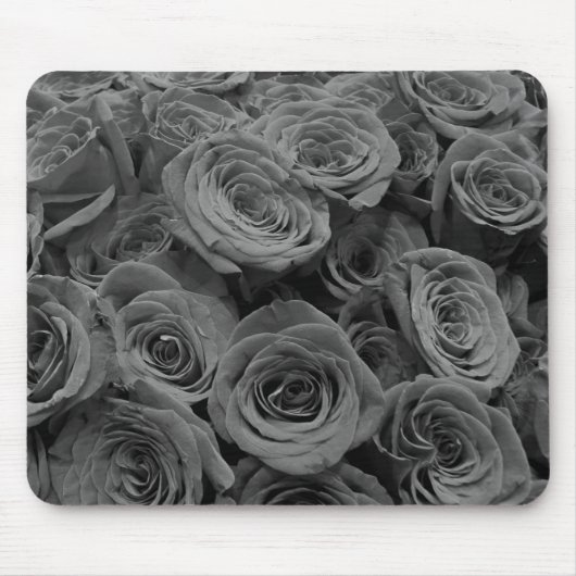 Tapis De Souris Roses gris, photo florale grise (Devant)