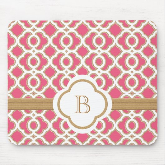 Tapis De Souris Roses indien et décoré d'un monogramme marocain (Devant)