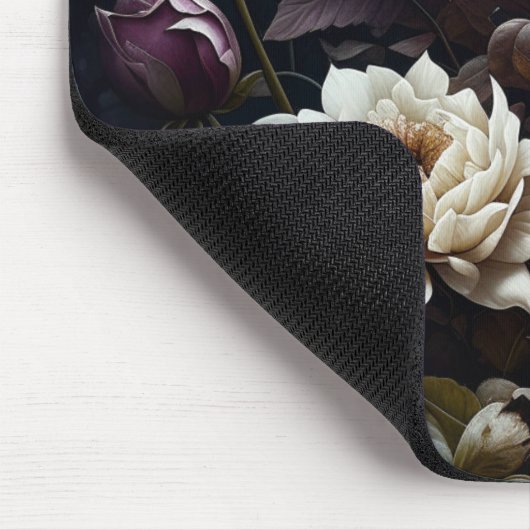 Tapis De Souris Roses noires et blanches Aquarelle ai art (Coin)