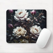 Tapis De Souris Roses noires et blanches Aquarelle ai art (Avec souris)