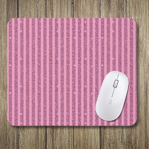 Tapis De Souris Roses Poudrés Glitter Stripes Verticales Élégantes