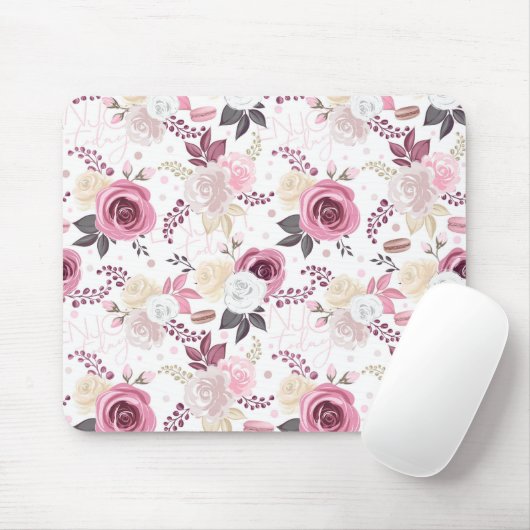 Tapis De Souris Roses roses et crème Mousepad (Avec souris)