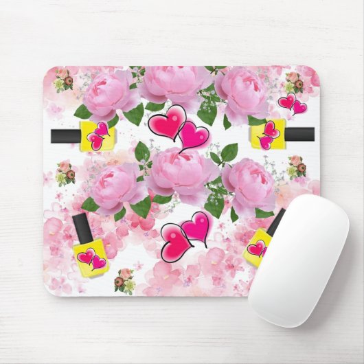 Tapis De Souris Roses Roses Roses Jaune Clou Polonais Pad Souris!  (Avec souris)