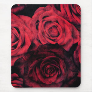 Tapis De Souris Roses rouges et noirs de point de polka