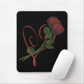 Tapis De Souris Roses rouges Fleur du Coeur rouge Mousepad (Avec souris)