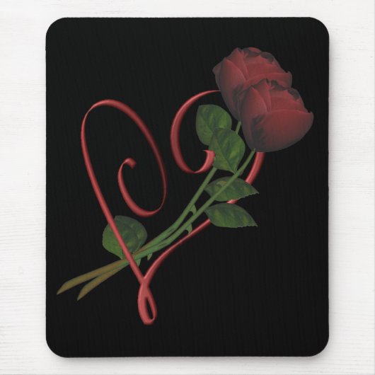Tapis De Souris Roses rouges Fleur du Coeur rouge Mousepad (Devant)