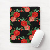 Tapis De Souris Roses rouges, fond noir, (Avec souris)