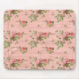 Tapis De Souris Roses rustiques en bois rose